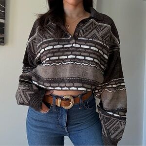 90s vintage textured knit preppy oversized slouchy jumper